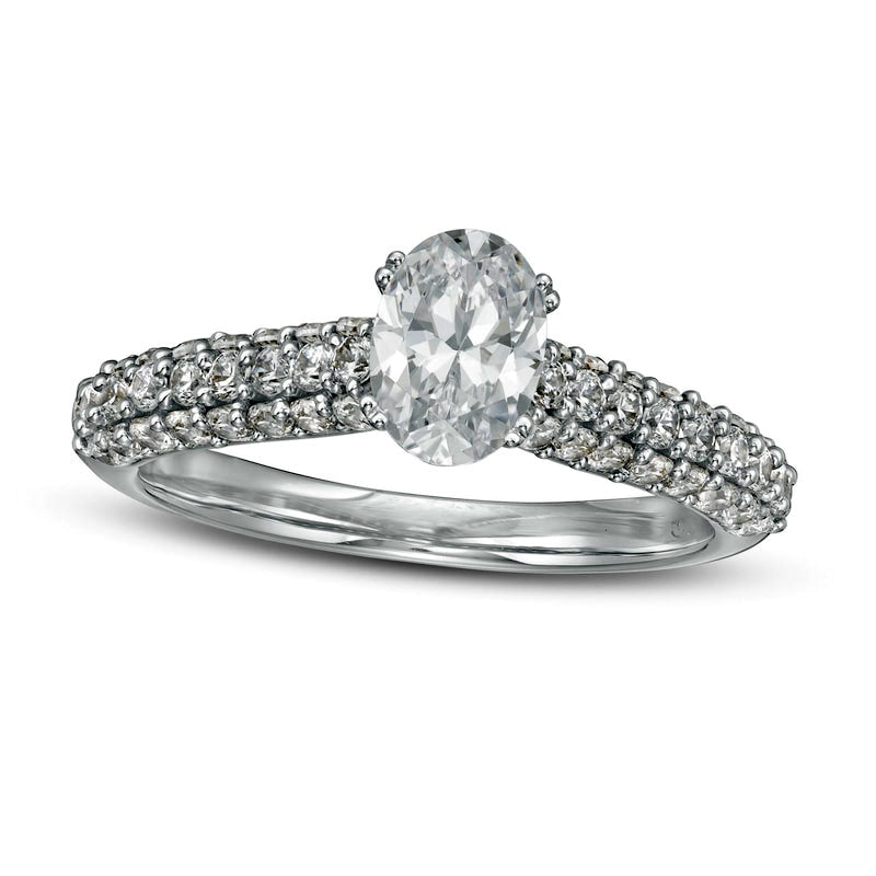 Image of ID 1 15 CT TW Certified Oval Lab-Created Diamond Engagement Ring in Solid 14K White Gold (F/VS2)