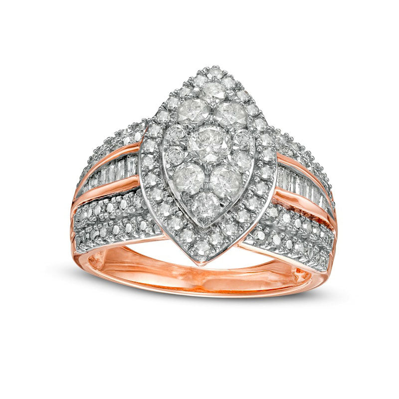 Image of ID 1 15 CT TW Composite Marquise Natural Diamond Frame Ring in Solid 10K Rose Gold