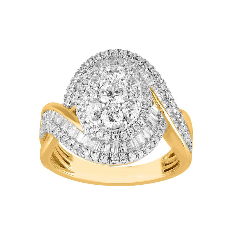 Image of ID 1 15 CT TW Composite Natural Diamond Bypass Split Shank Ring in Solid 10K Yellow Gold