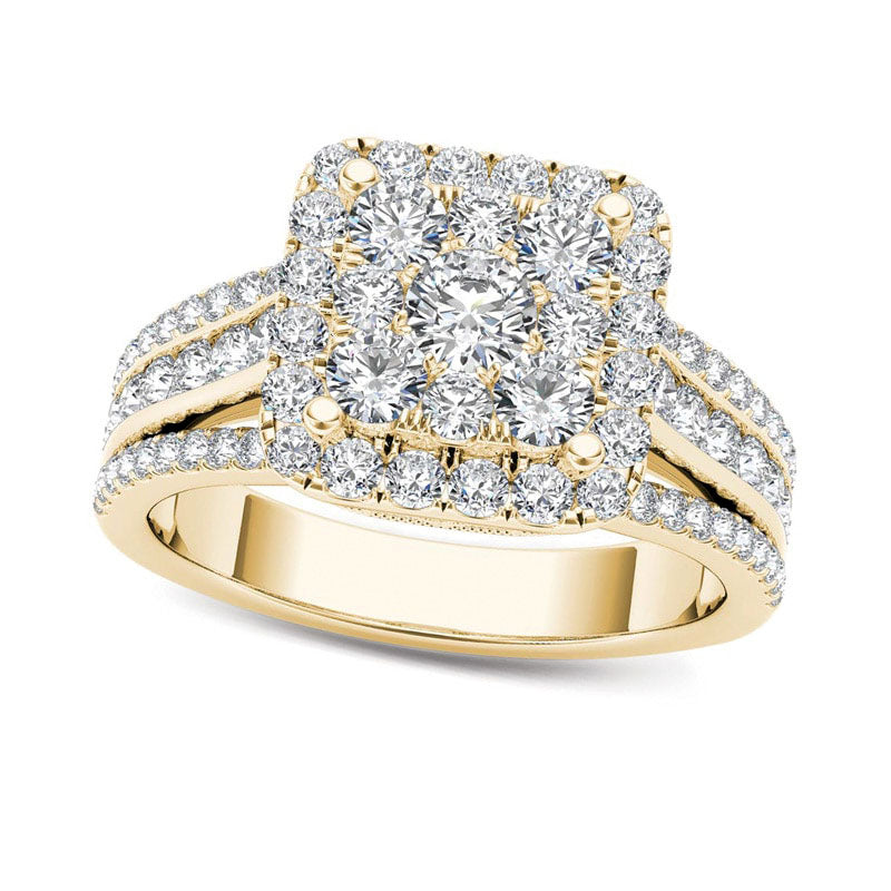 Image of ID 1 15 CT TW Composite Natural Diamond Cushion Frame Engagement Ring in Solid 14K Gold