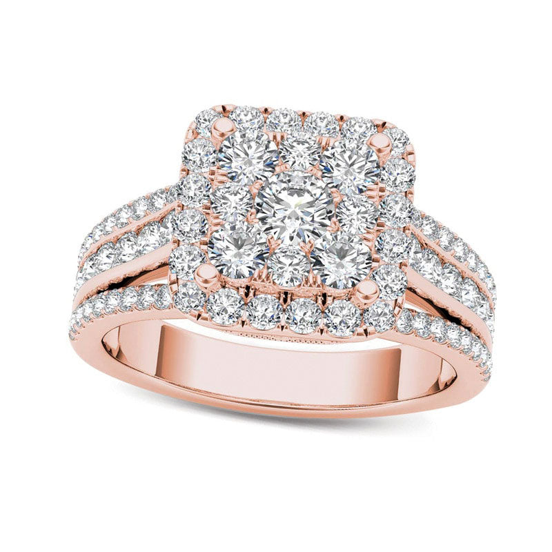 Image of ID 1 15 CT TW Composite Natural Diamond Cushion Frame Engagement Ring in Solid 14K Rose Gold