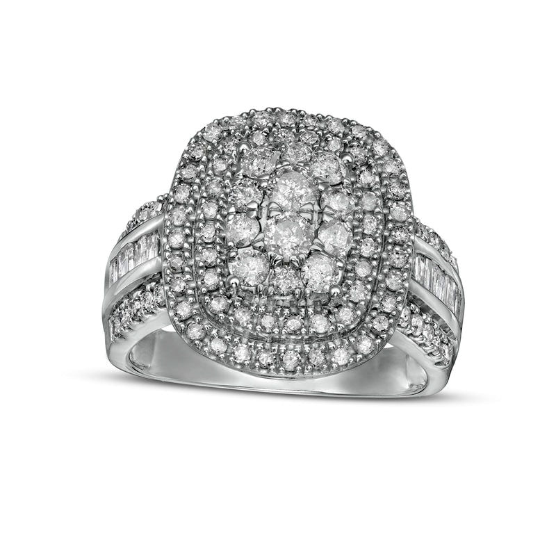 Image of ID 1 15 CT TW Composite Natural Diamond Double Cushion-Shaped Frame Ring in Solid 10K White Gold