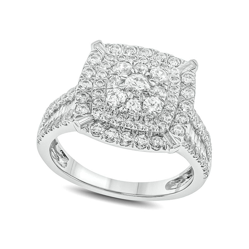 Image of ID 1 15 CT TW Composite Natural Diamond Double Square Frame Ring in Solid 10K White Gold