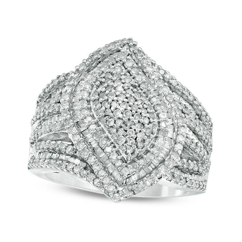 Image of ID 1 15 CT TW Composite Natural Diamond Flame Wave Ring in Solid 10K White Gold