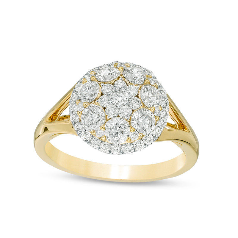 Image of ID 1 15 CT TW Composite Natural Diamond Frame Engagement Ring in Solid 10K Yellow Gold