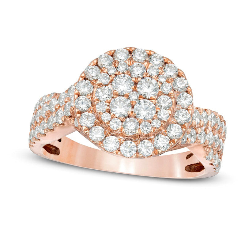 Image of ID 1 15 CT TW Composite Natural Diamond Frame Multi-Row Engagement Ring in Solid 10K Rose Gold