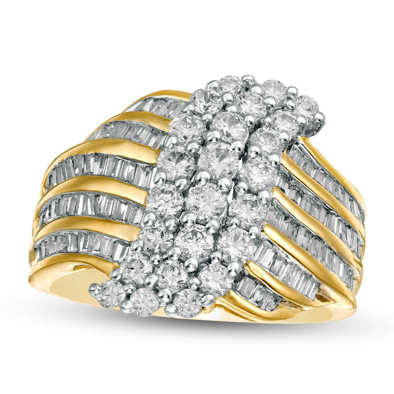 Image of ID 1 15 CT TW Composite Natural Diamond Multi-Row Ring in Solid 14K Gold