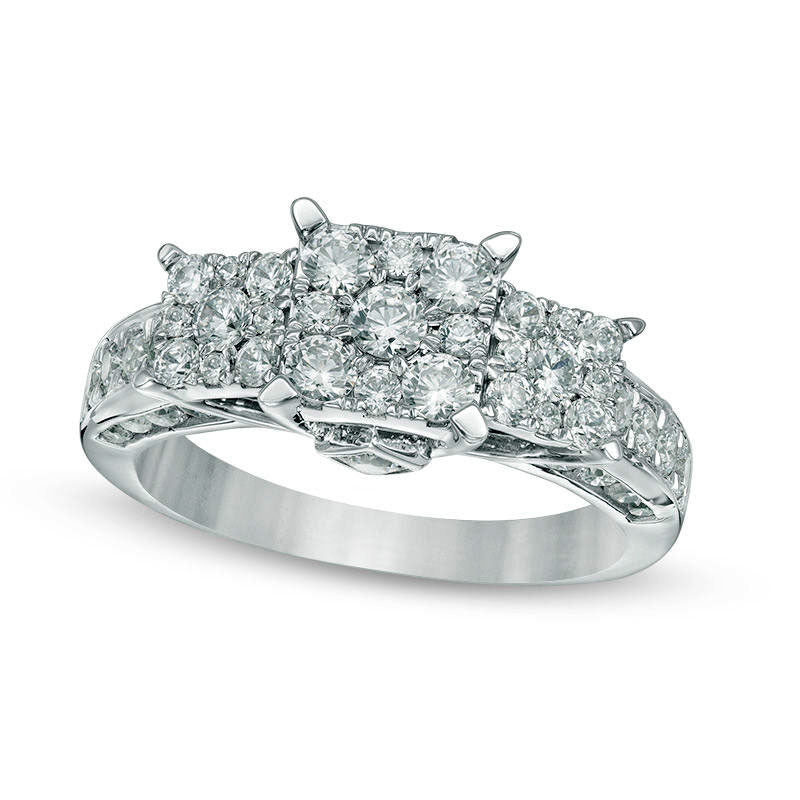 Image of ID 1 15 CT TW Composite Natural Diamond Three Stone Engagement Ring in Solid 10K White Gold