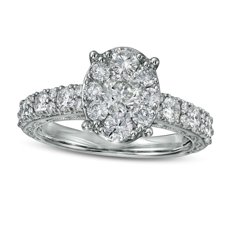 Image of ID 1 15 CT TW Composite Oval Natural Diamond Engagement Ring in Solid 14K White Gold