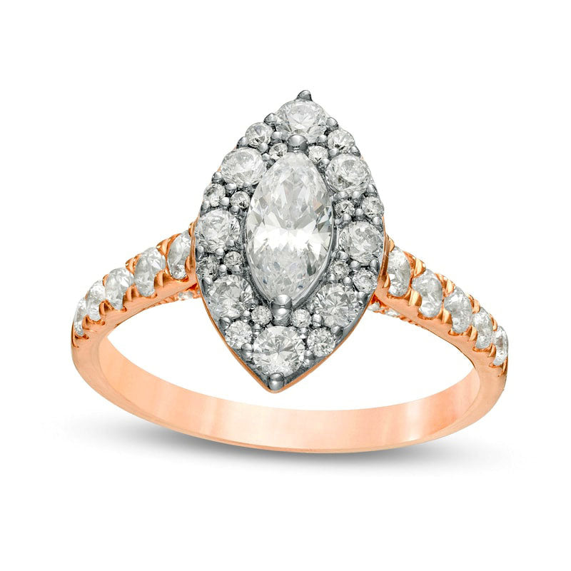 Image of ID 1 15 CT TW Marquise Natural Diamond Frame Engagement Ring in Solid 14K Two-Tone Gold