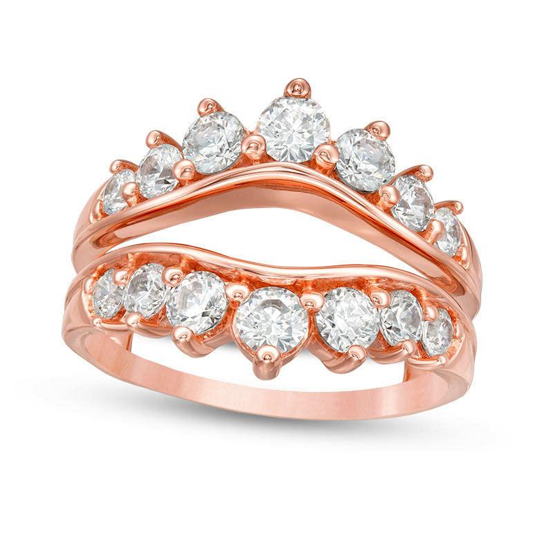 Image of ID 1 15 CT TW Natural Clarity Enhanced Diamond Contour Ring Solitaire Enhancer in Solid 14K Rose Gold