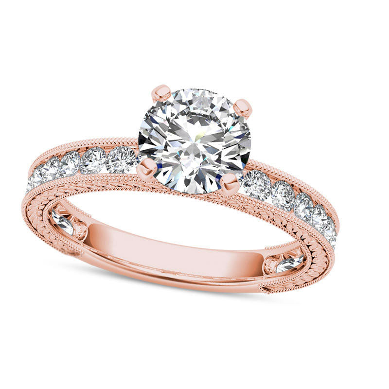Image of ID 1 15 CT TW Natural Diamond Antique Vintage-Style Engagement Ring in Solid 14K Rose Gold