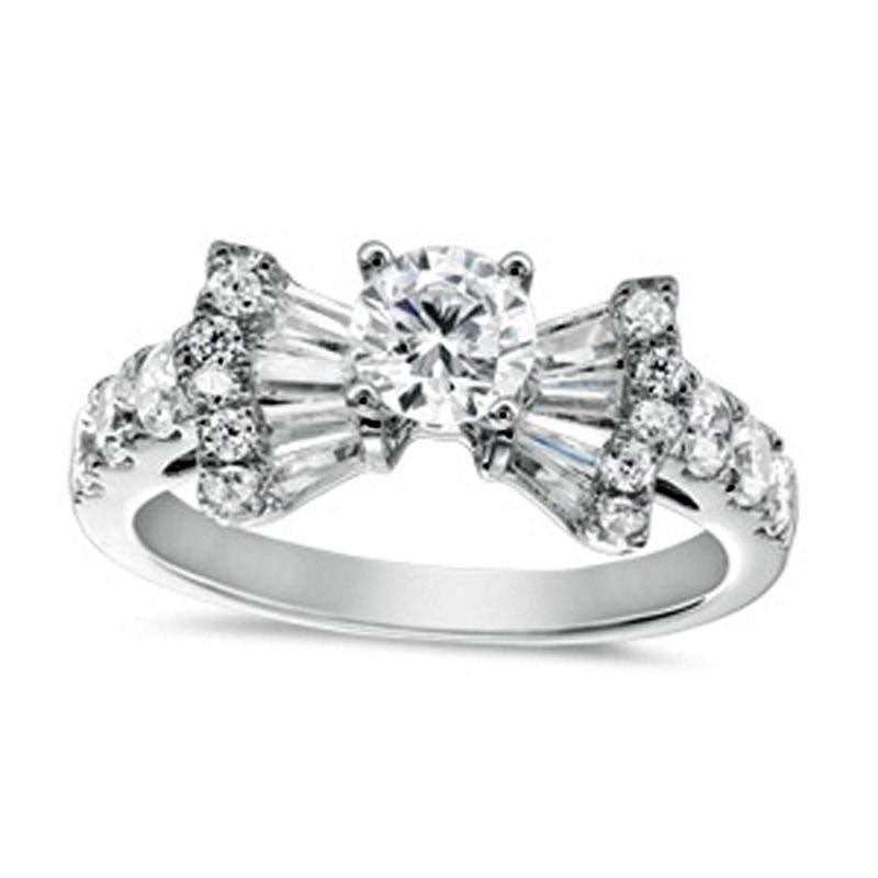 Image of ID 1 15 CT TW Natural Diamond Bow Tie Engagement Ring in Solid 14K White Gold