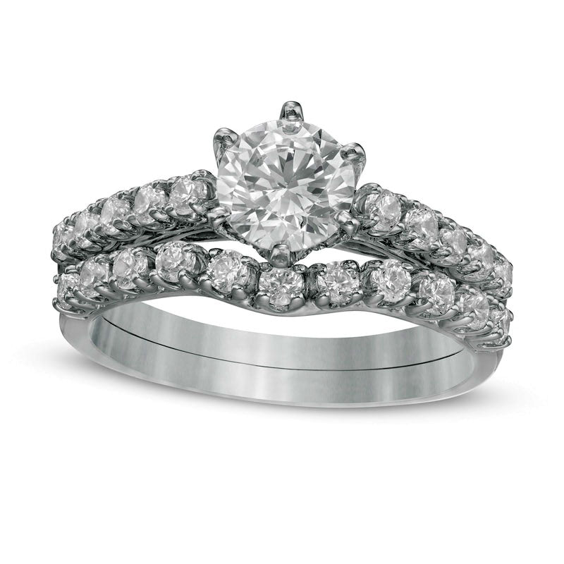 Image of ID 1 15 CT TW Natural Diamond Bridal Engagement Ring Set in Solid 10K White Gold
