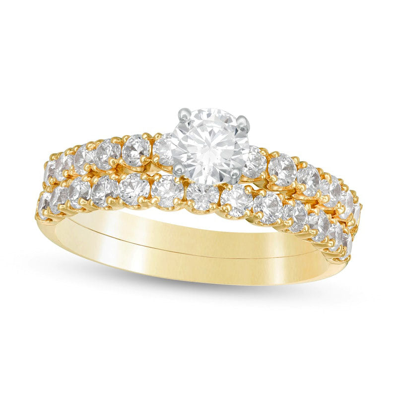 Image of ID 1 15 CT TW Natural Diamond Bridal Engagement Ring Set in Solid 14K Gold