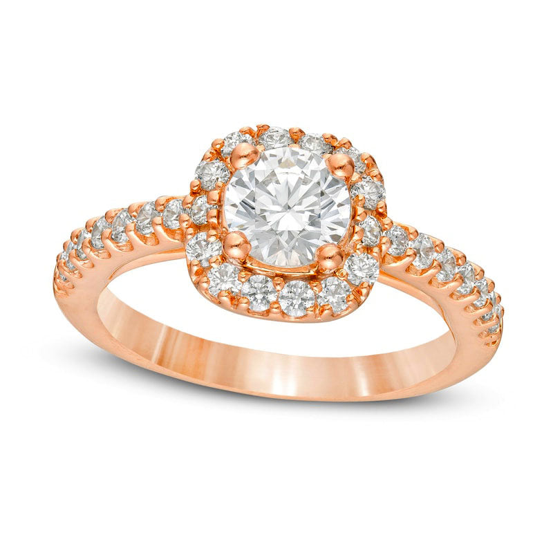 Image of ID 1 15 CT TW Natural Diamond Cushion Frame Engagement Ring in Solid 14K Rose Gold