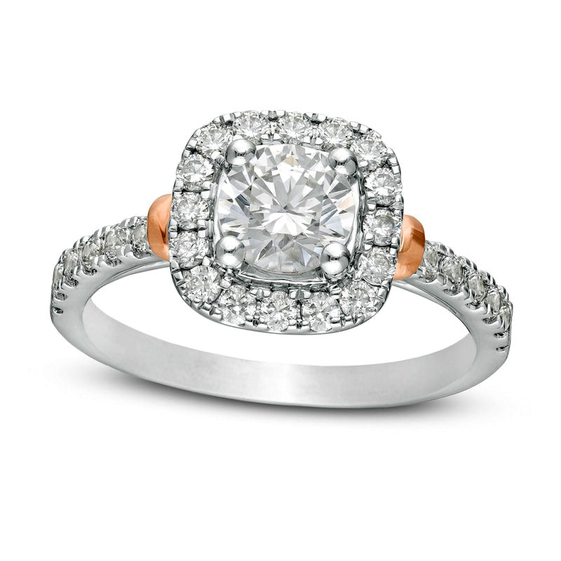 Image of ID 1 15 CT TW Natural Diamond Cushion Frame Engagement Ring in Solid 14K Two-Tone Gold