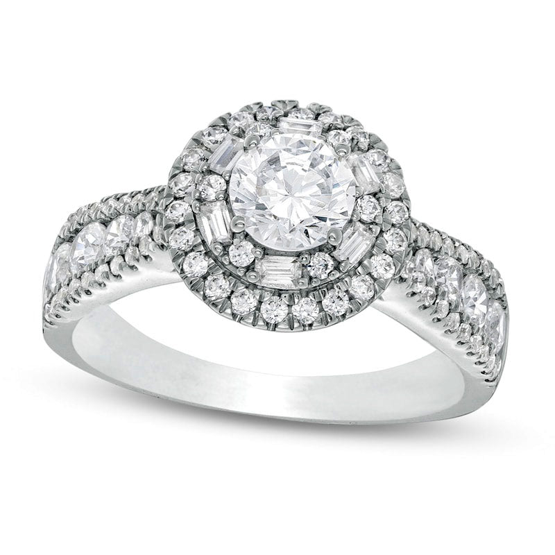 Image of ID 1 15 CT TW Natural Diamond Double Frame Engagement Ring in Solid 10K White Gold