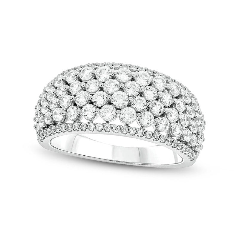 Image of ID 1 15 CT TW Natural Diamond Edge Multi-Row Ring in Solid 10K White Gold