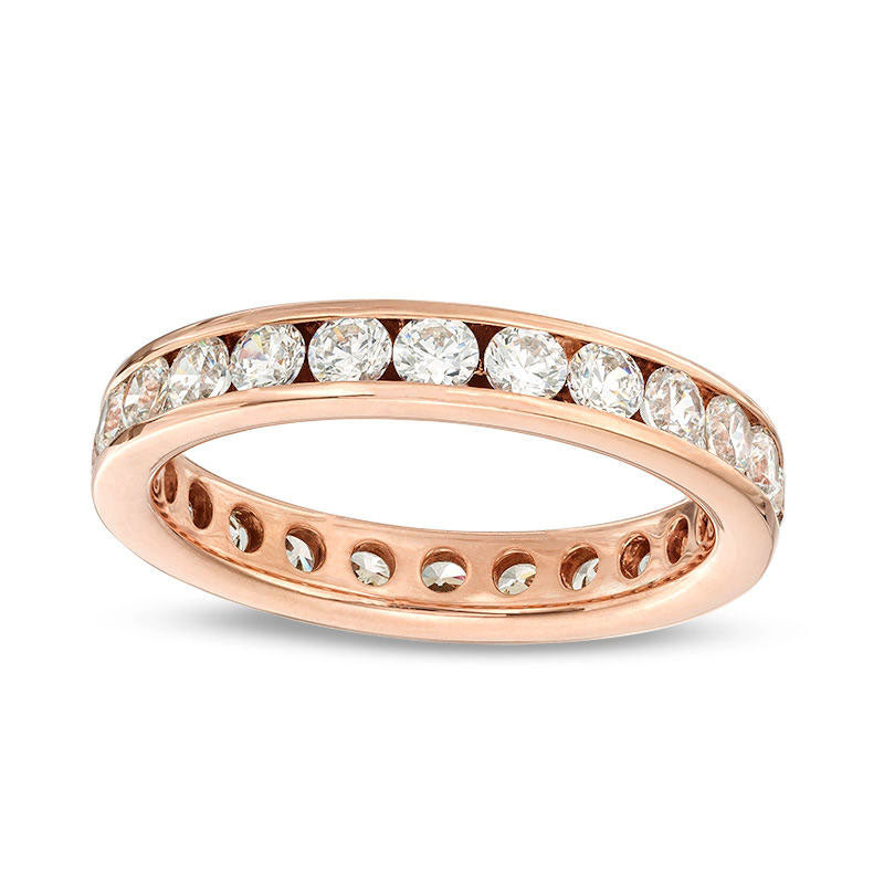 Image of ID 1 15 CT TW Natural Diamond Eternity Wedding Band in Solid 18K Rose Gold (G/SI2)