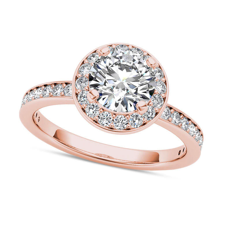Image of ID 1 15 CT TW Natural Diamond Frame Engagement Ring in Solid 14K Rose Gold
