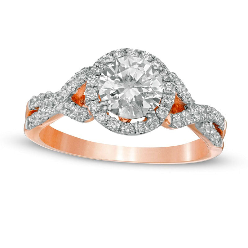 Image of ID 1 15 CT TW Natural Diamond Frame Twist Shank Engagement Ring in Solid 10K Rose Gold