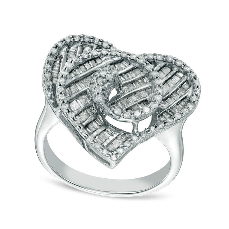 Image of ID 1 15 CT TW Natural Diamond Heart Swirl Ring in Solid 10K White Gold