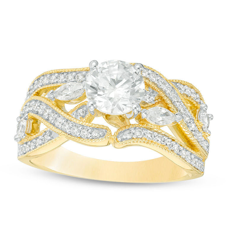 Image of ID 1 15 CT TW Natural Diamond Intertwining Antique Vintage-Style Engagement Ring in Solid 14K Gold