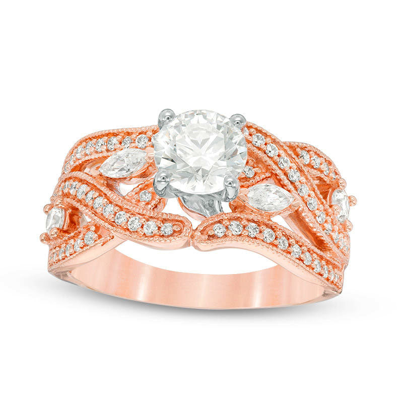 Image of ID 1 15 CT TW Natural Diamond Intertwining Antique Vintage-Style Engagement Ring in Solid 14K Rose Gold