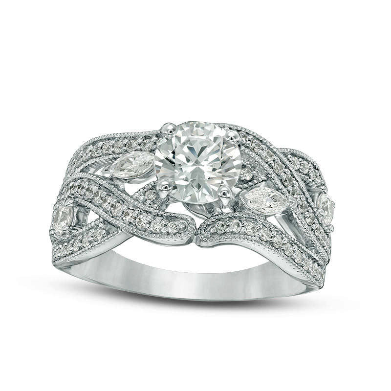 Image of ID 1 15 CT TW Natural Diamond Intertwining Antique Vintage-Style Engagement Ring in Solid 14K White Gold