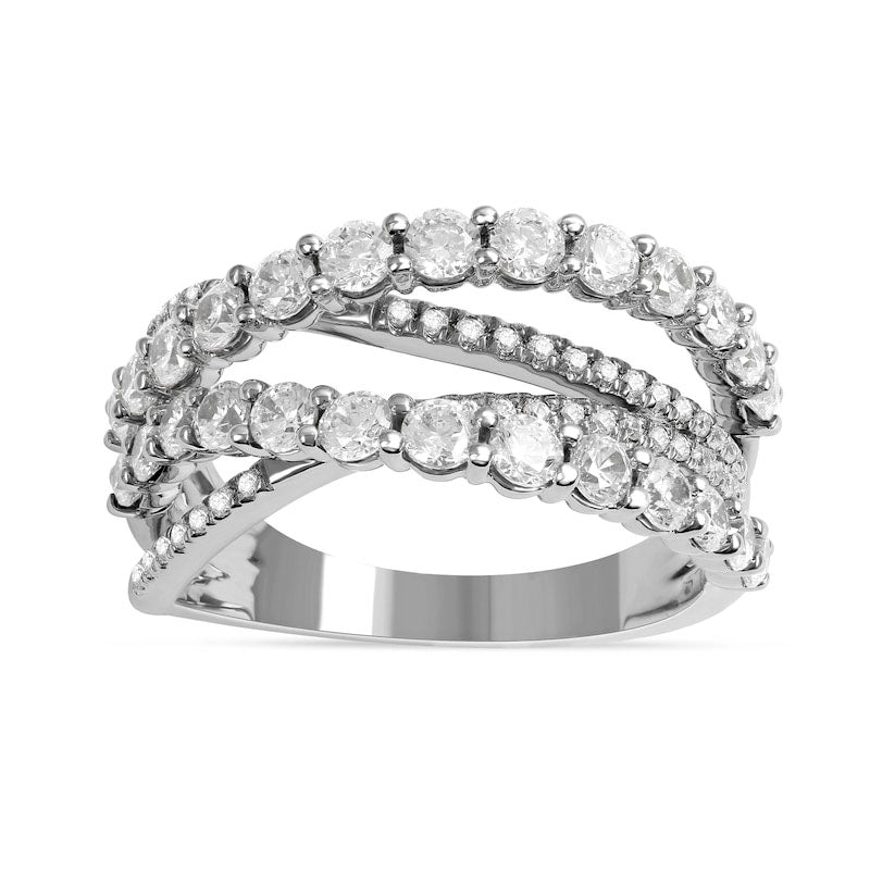 Image of ID 1 15 CT TW Natural Diamond Layered Crossover Ring in Solid 10K White Gold