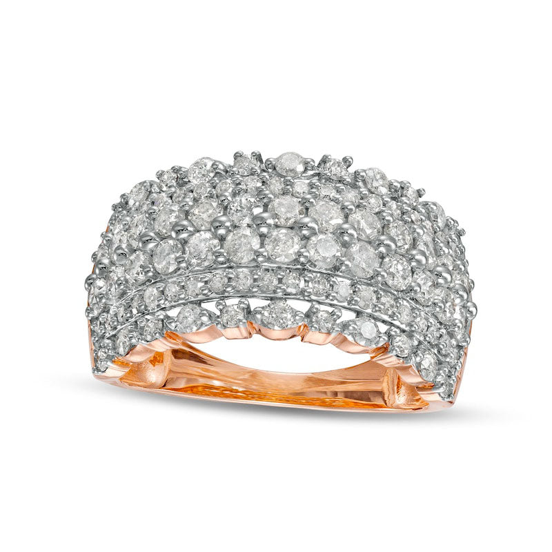 Image of ID 1 15 CT TW Natural Diamond Multi-Row Anniversary Band in Solid 10K Rose Gold