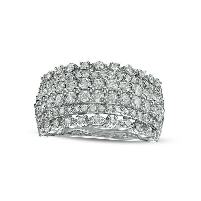 Image of ID 1 15 CT TW Natural Diamond Multi-Row Anniversary Band in Solid 10K White Gold
