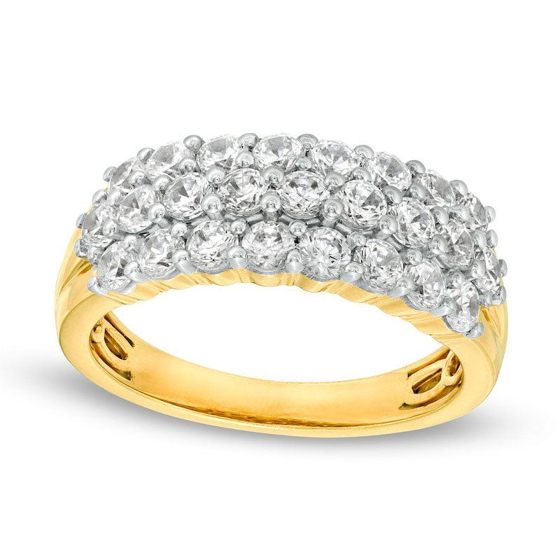 Image of ID 1 15 CT TW Natural Diamond Multi-Row Band in Solid 10K Yellow Gold