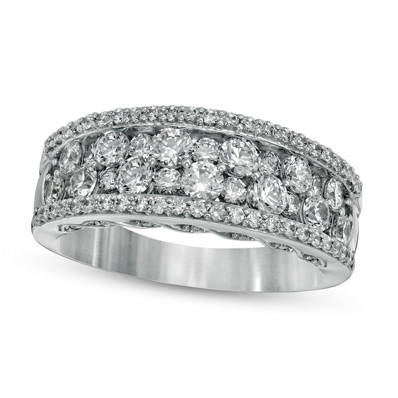 Image of ID 1 15 CT TW Natural Diamond Multi-Row Band in Solid 14K White Gold