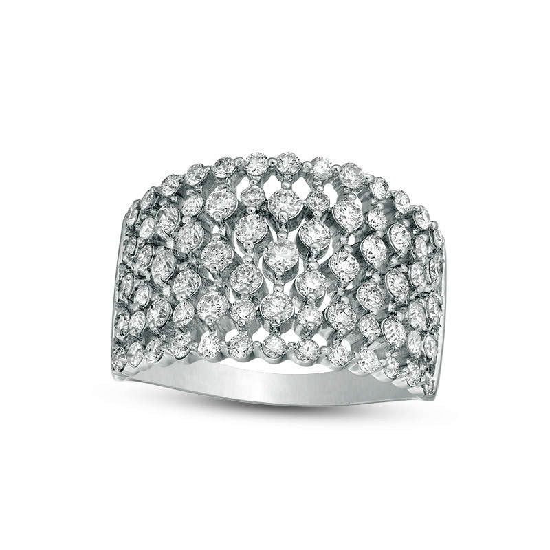 Image of ID 1 15 CT TW Natural Diamond Multi-Row Ring in Solid 14K White Gold
