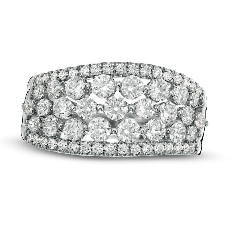 Image of ID 1 15 CT TW Natural Diamond Multi-Row Wave Ring in Solid 10K White Gold