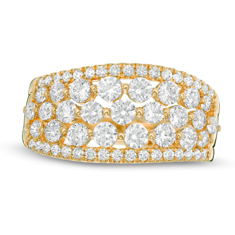 Image of ID 1 15 CT TW Natural Diamond Multi-Row Wave Ring in Solid 10K Yellow Gold