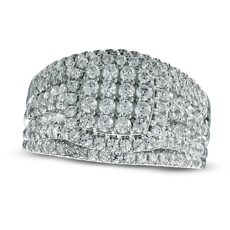 Image of ID 1 15 CT TW Natural Diamond Square Composite Multi-Row Ring in Solid 10K White Gold