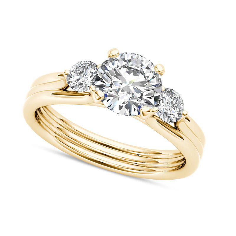 Image of ID 1 15 CT TW Natural Diamond Three Stone Engagement Ring in Solid 14K Gold