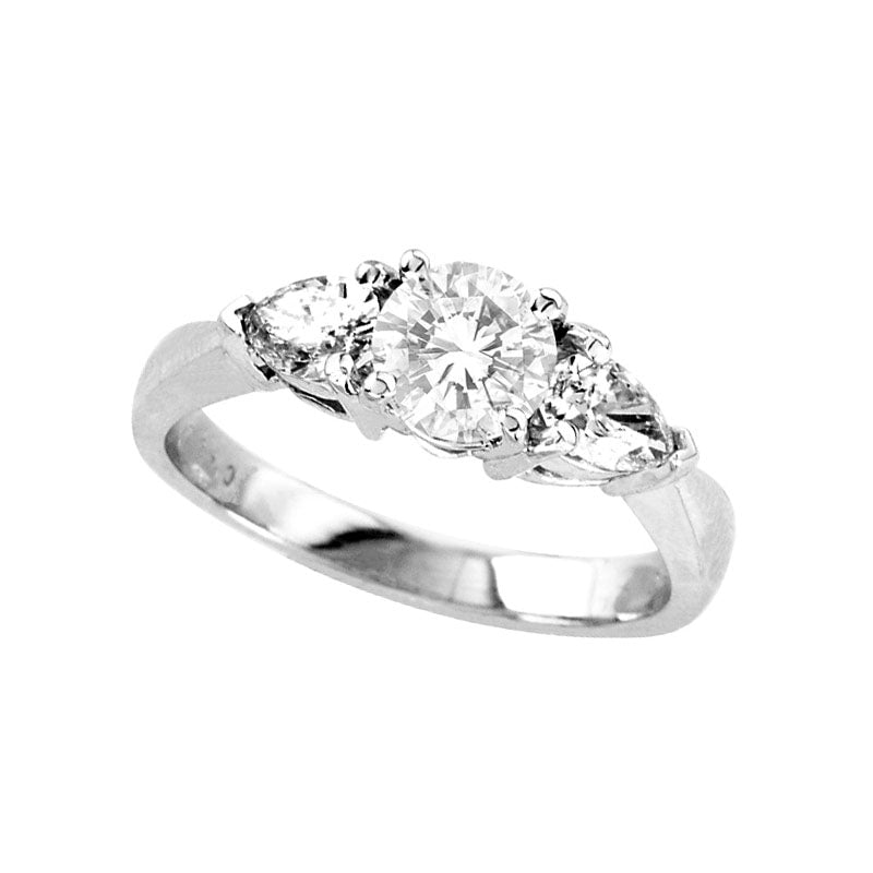 Image of ID 1 15 CT TW Natural Diamond Three Stone Engagement Ring in Solid 14K White Gold