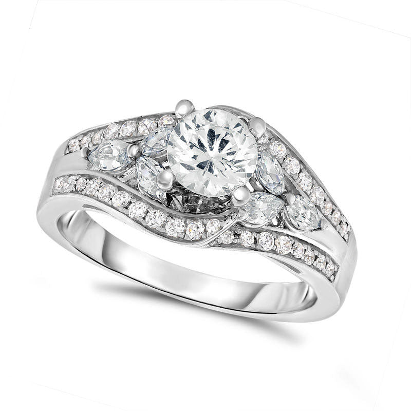 Image of ID 1 15 CT TW Natural Diamond Tri-Sides Bypass Engagement Ring in Solid 14K White Gold