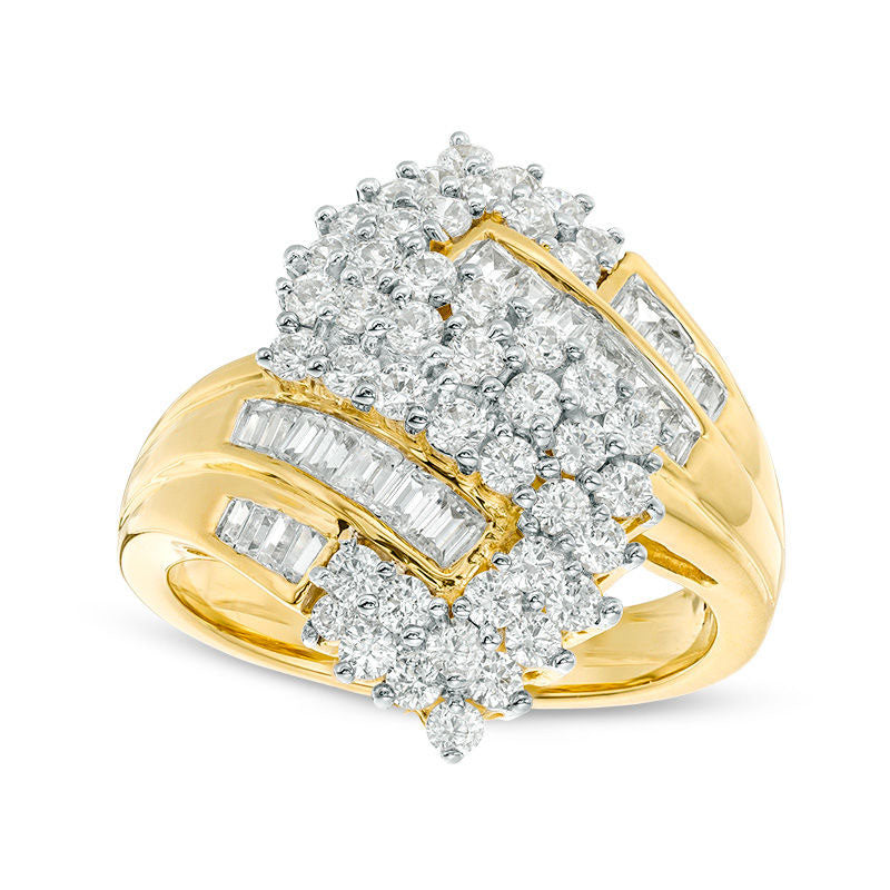Image of ID 1 15 CT TW Natural Diamond Waterfall Ring in Solid 14K Gold
