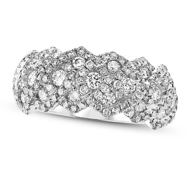 Image of ID 1 15 CT TW Natural Diamond Zig-Zag Anniversary Ring in Solid 18K White Gold (H/SI2)