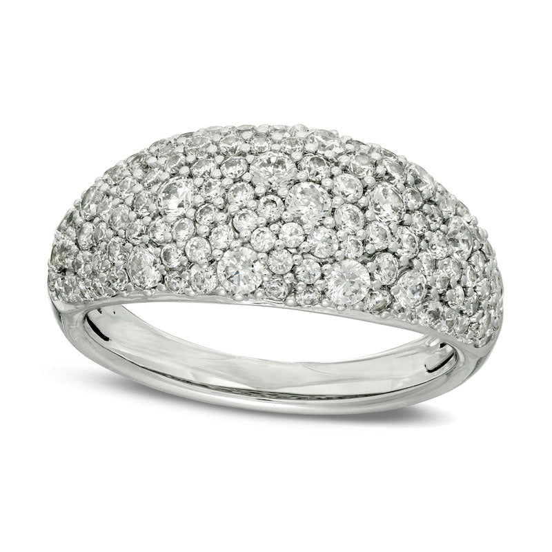Image of ID 1 163 CT TW Composite Natural Diamond Dome Anniversary Ring in Solid 14K White Gold