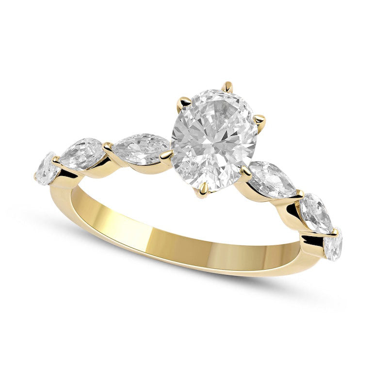 Image of ID 1 163 CT TW Oval and Marquise Natural Diamond Engagement Ring in Solid 14K Gold