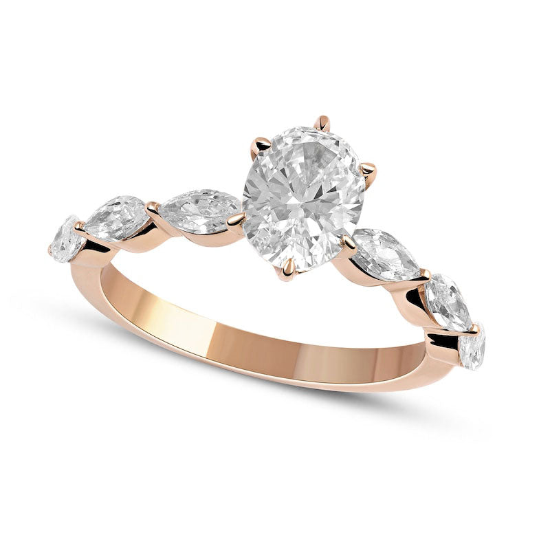 Image of ID 1 163 CT TW Oval and Marquise Natural Diamond Engagement Ring in Solid 14K Rose Gold