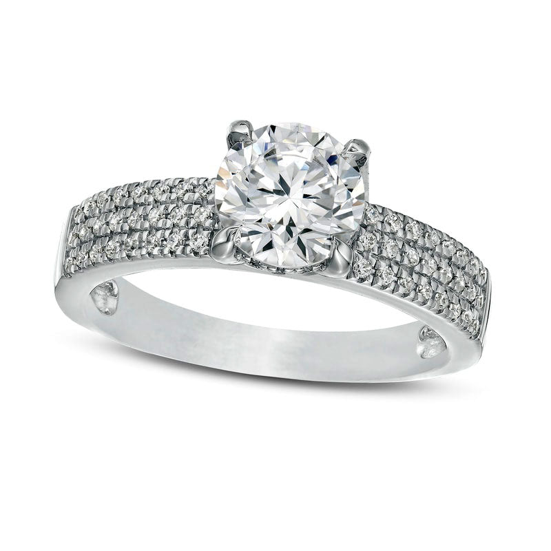Image of ID 1 175 CT TW Certified Natural Diamond Multi-Row Engagement Ring in Solid 14K White Gold (I/I2)