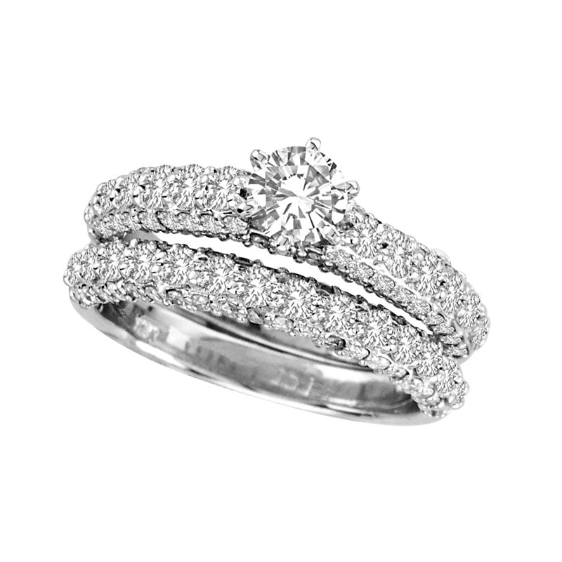 Image of ID 1 175 CT TW Natural Diamond Bridal Engagement Ring Set in Solid 14K White Gold