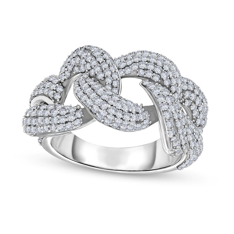 Image of ID 1 175 CT TW Natural Diamond Chain Link Ring in Sterling Silver